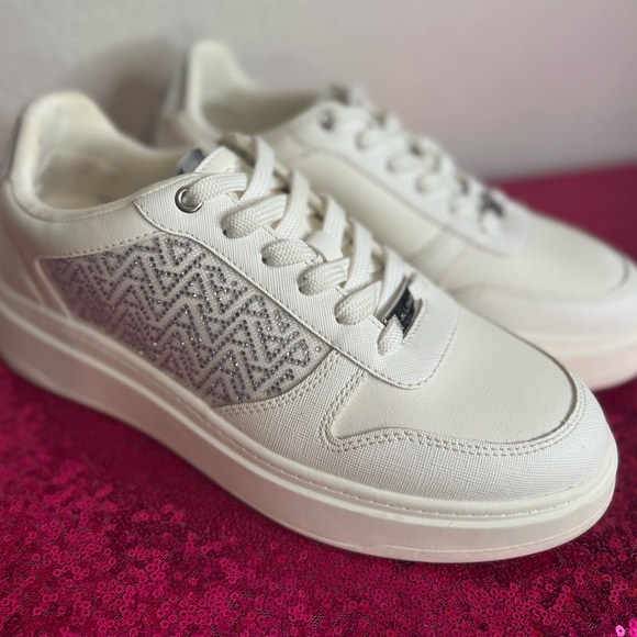 ALDO 🤍 Women's White & Silver Rhinestone Sneakers (Size 9) 🏷️ NEW w TAGS - Picture 13 of 15